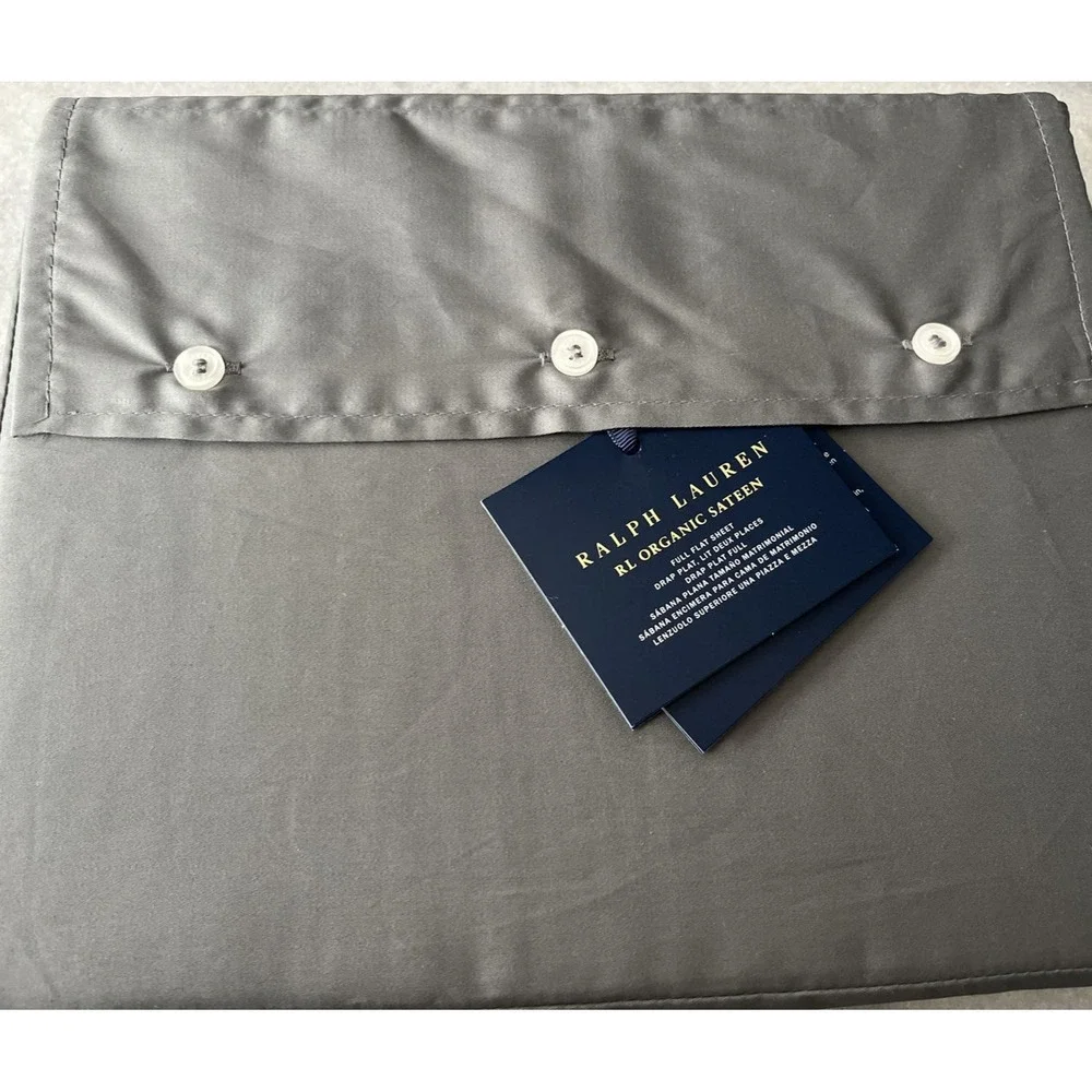Ralph Lauren RL Organic Sateen Flat Sheet Full Graphite
